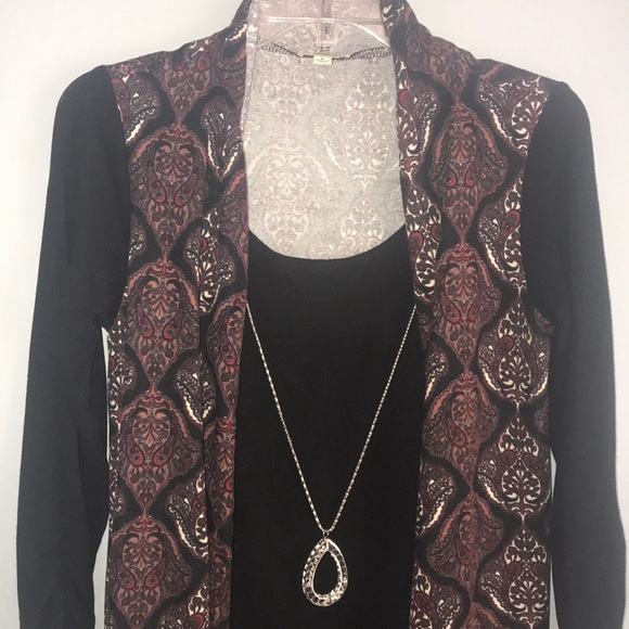 Haani Long sleeves Midi black with paisley prints dress size S - Picture 2 of 10